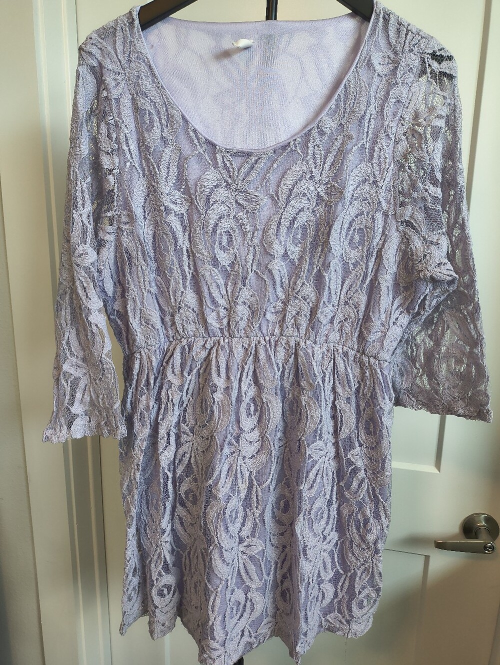 PinkBlush Women's Plus Size 1X Lavender Floral Lace Overlay Dress w Lining Fairy
